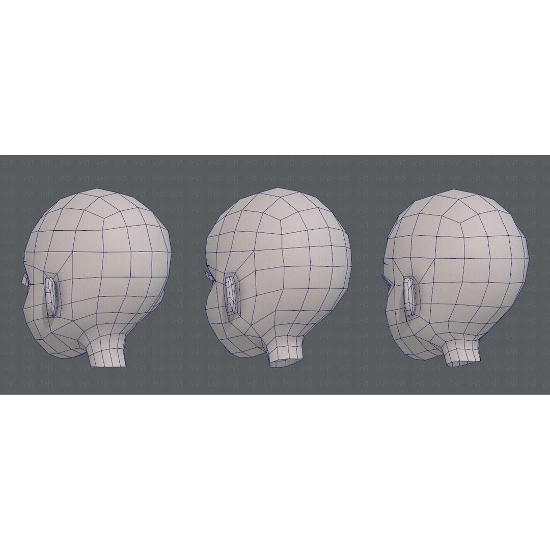 Children Head 3D Model – Low Poly Cartoon Character for Animation - View 32