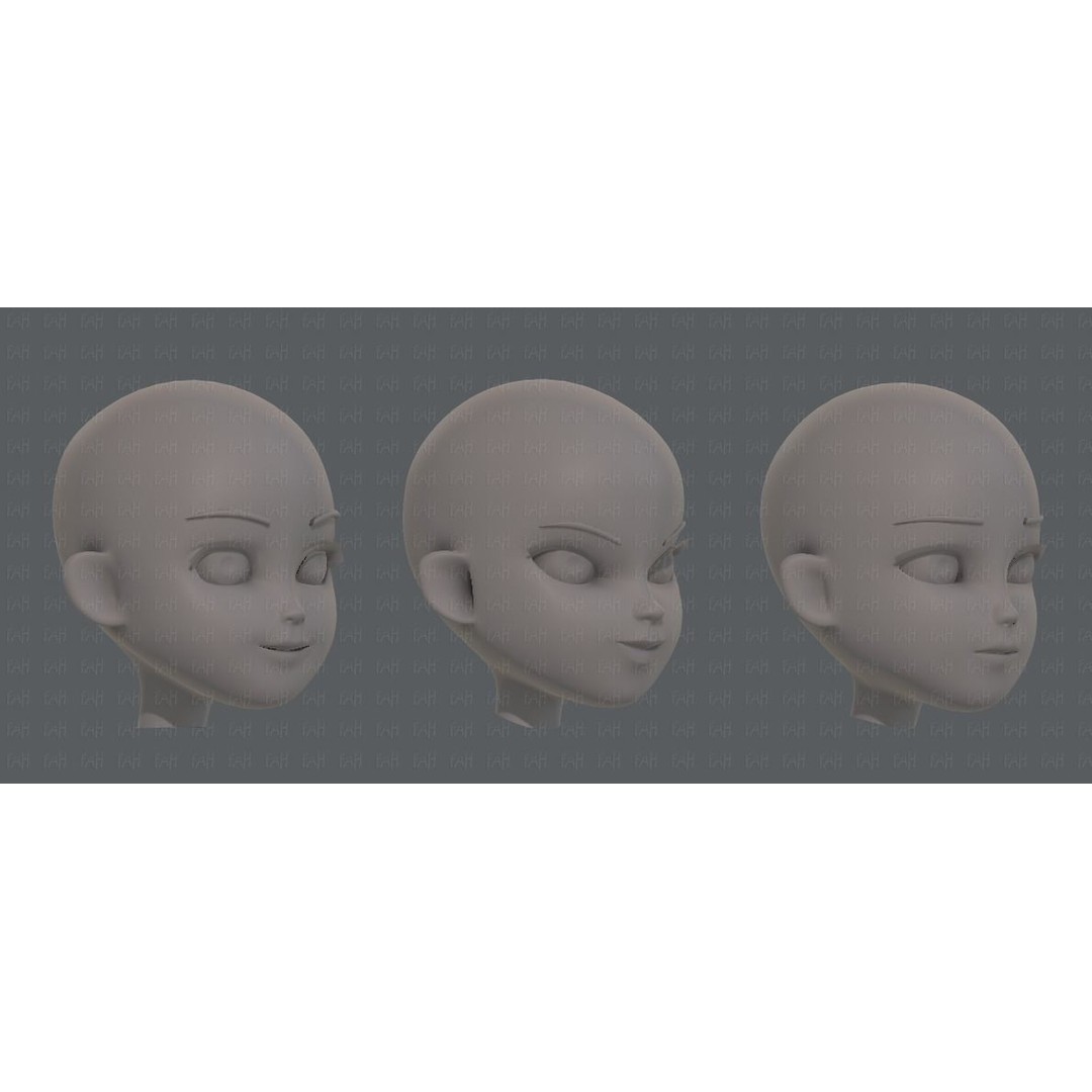 Children Head 3D Model – Low Poly Cartoon Character for Animation - View 4
