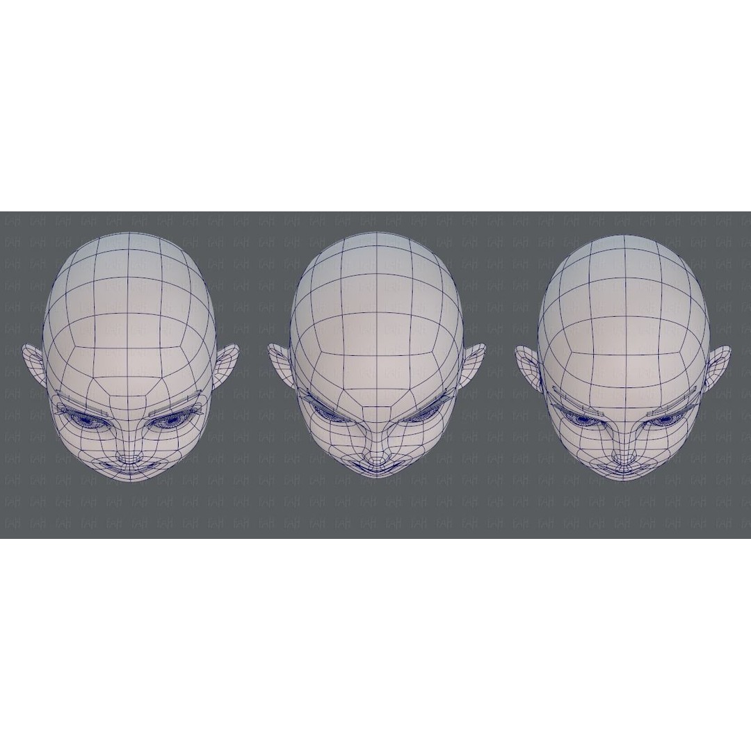 Children Head 3D Model – Low Poly Cartoon Character for Animation - View 40