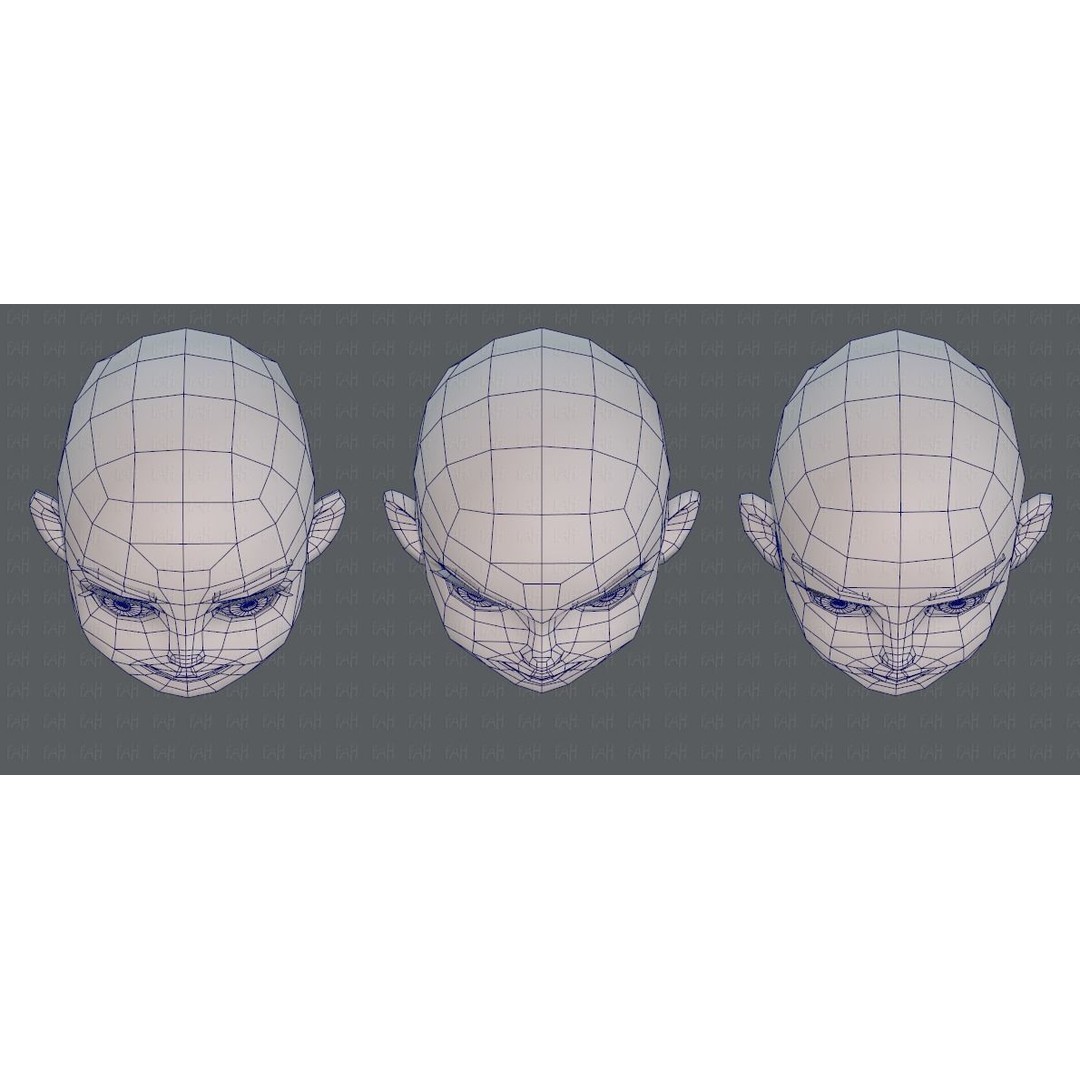 Children Head 3D Model – Low Poly Cartoon Character for Animation - View 42