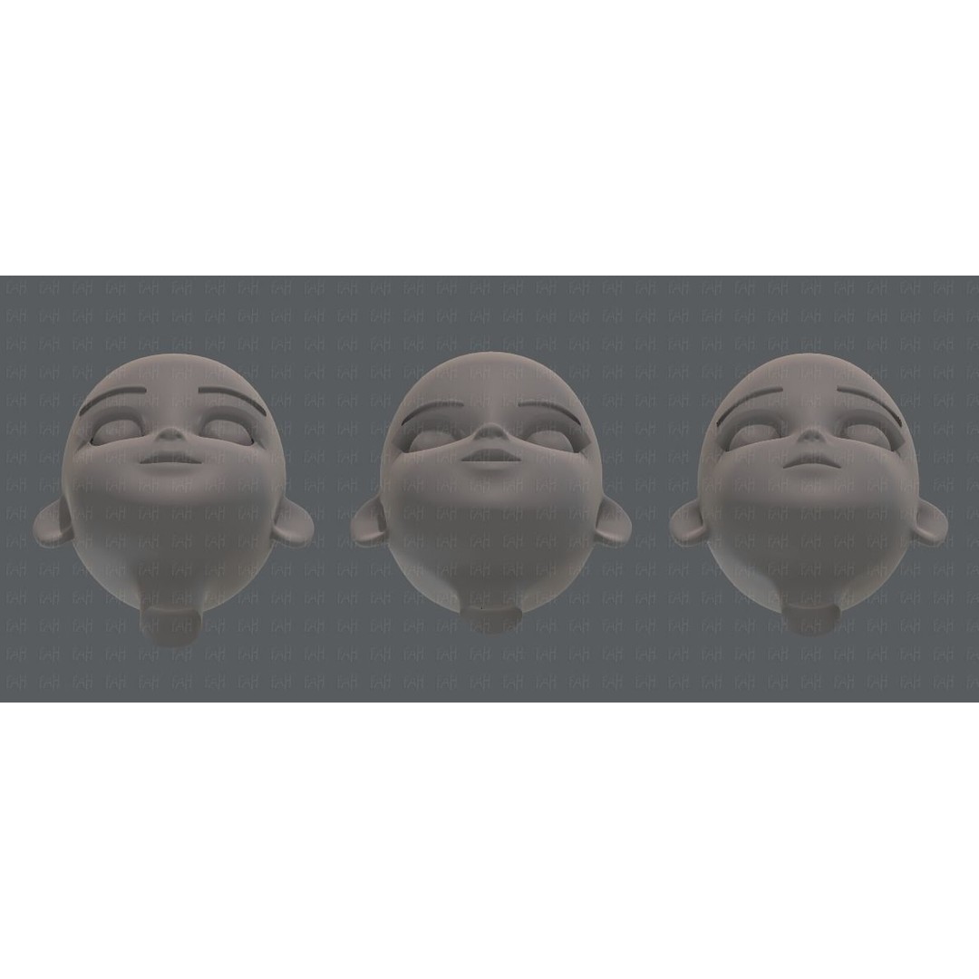 Children Head 3D Model – Low Poly Cartoon Character for Animation - View 43