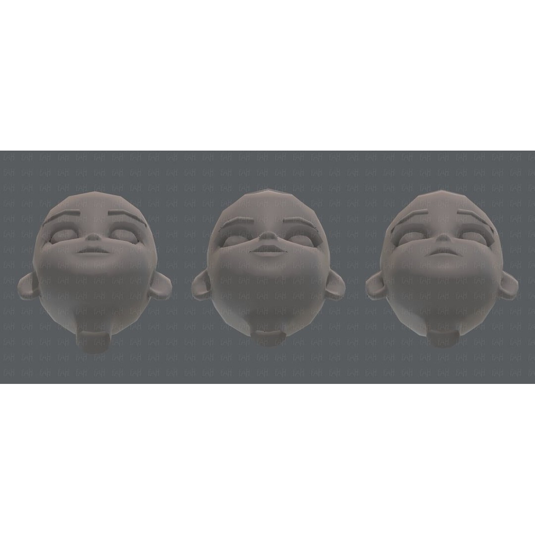 Children Head 3D Model – Low Poly Cartoon Character for Animation - View 45