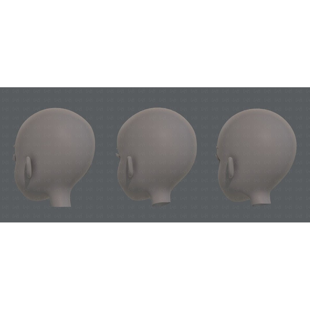 Children Head 3D Model – Low Poly Cartoon Character for Animation - View 8