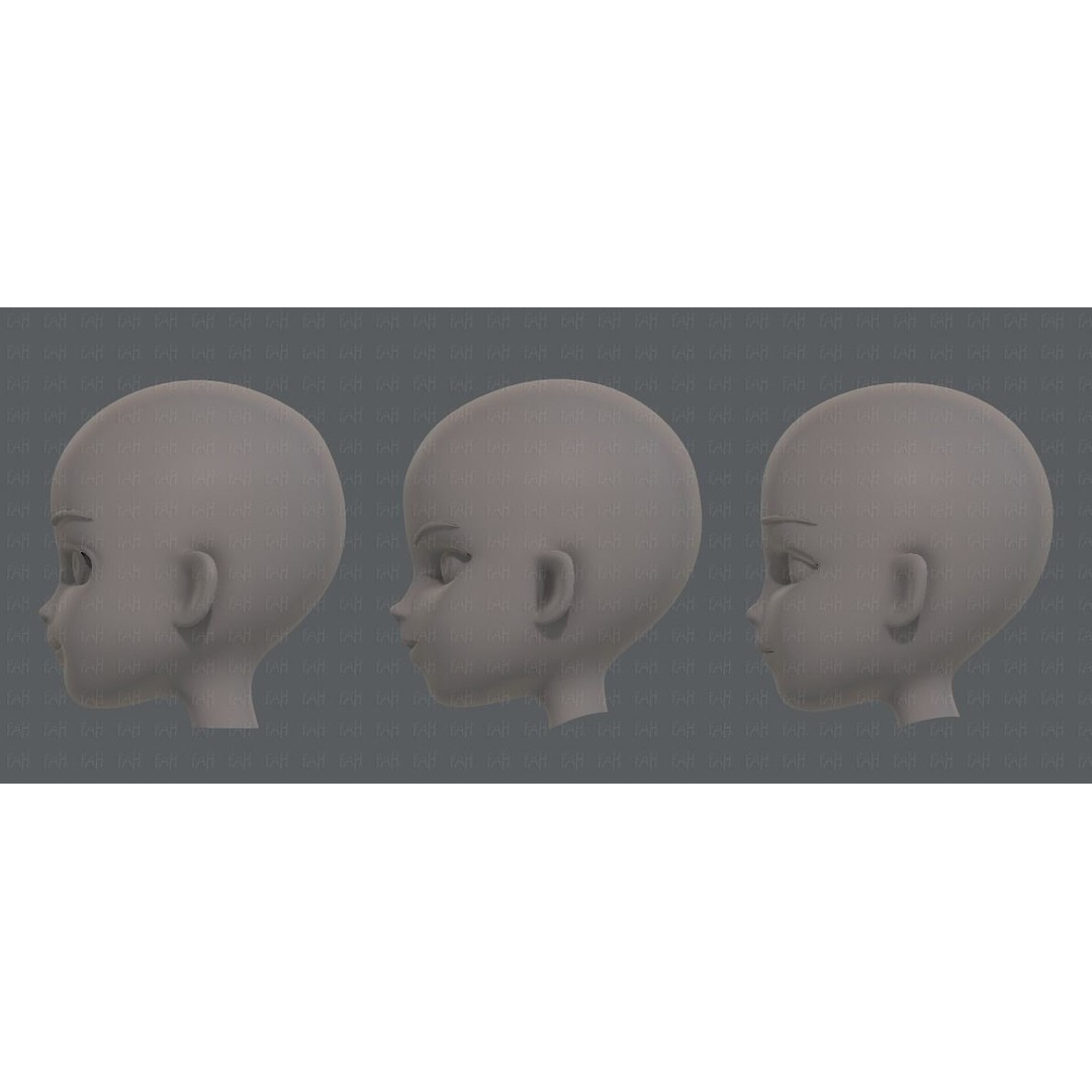 Children Head 3D Model – Low Poly Cartoon Character for Animation - View 9