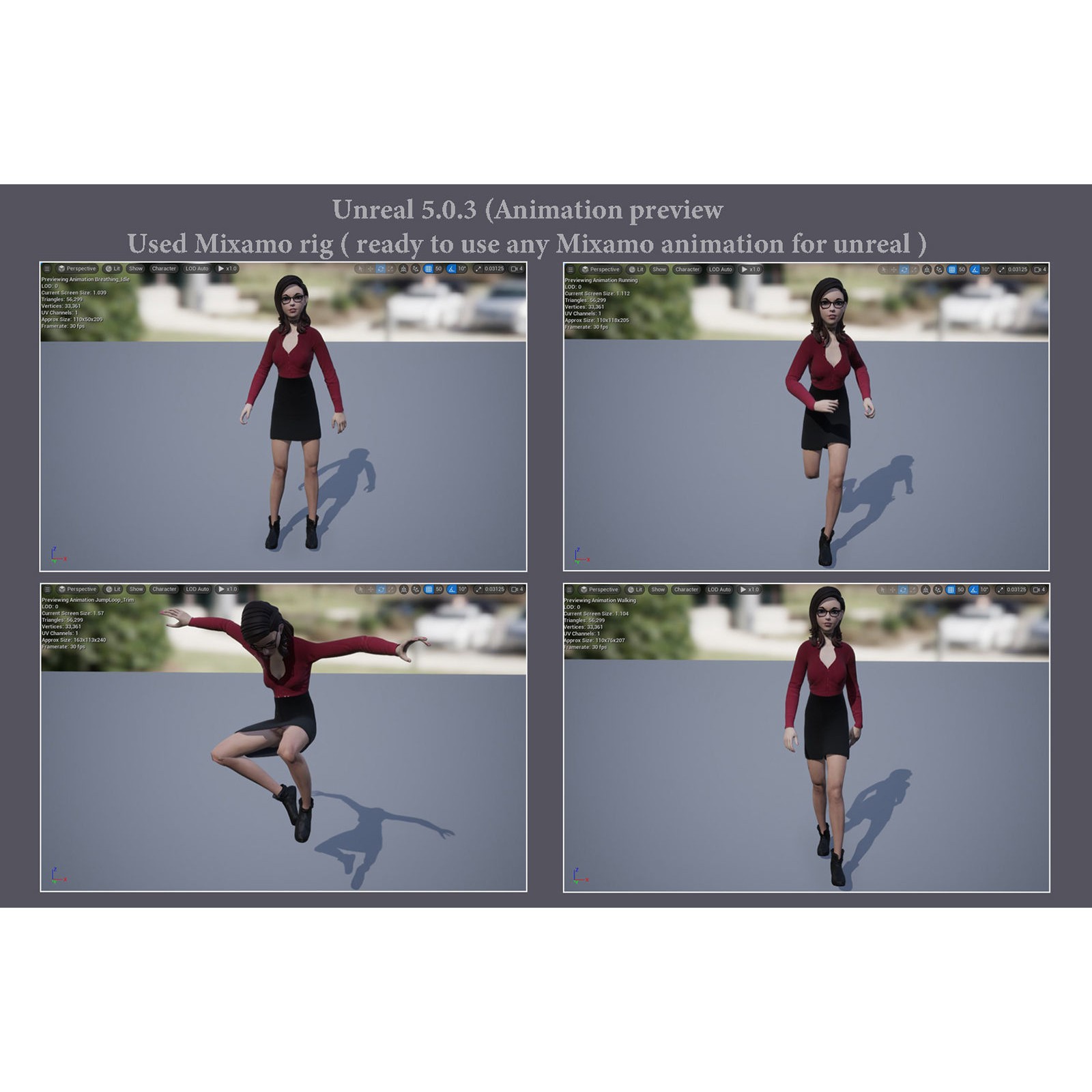 Cartoon Girl Rig - Low-Poly Game-Ready 3D Model - View 17