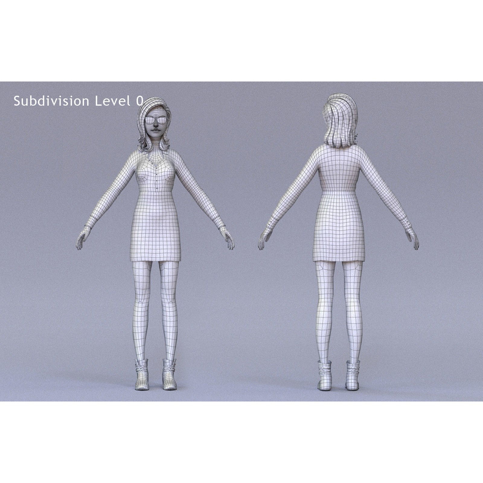 Cartoon Girl Rig - Low-Poly Game-Ready 3D Model - View 21