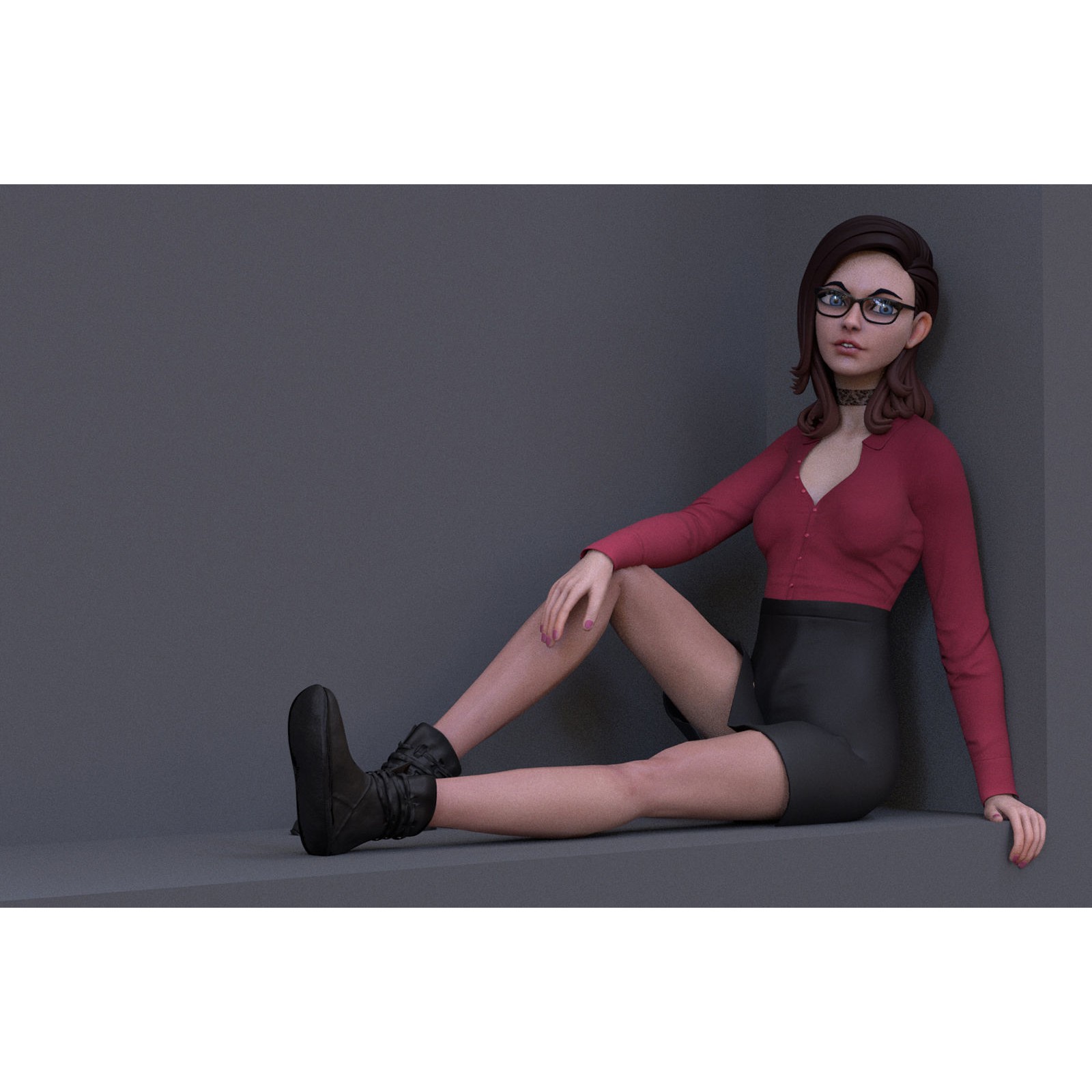 Cartoon Girl Rig - Low-Poly Game-Ready 3D Model - View 5