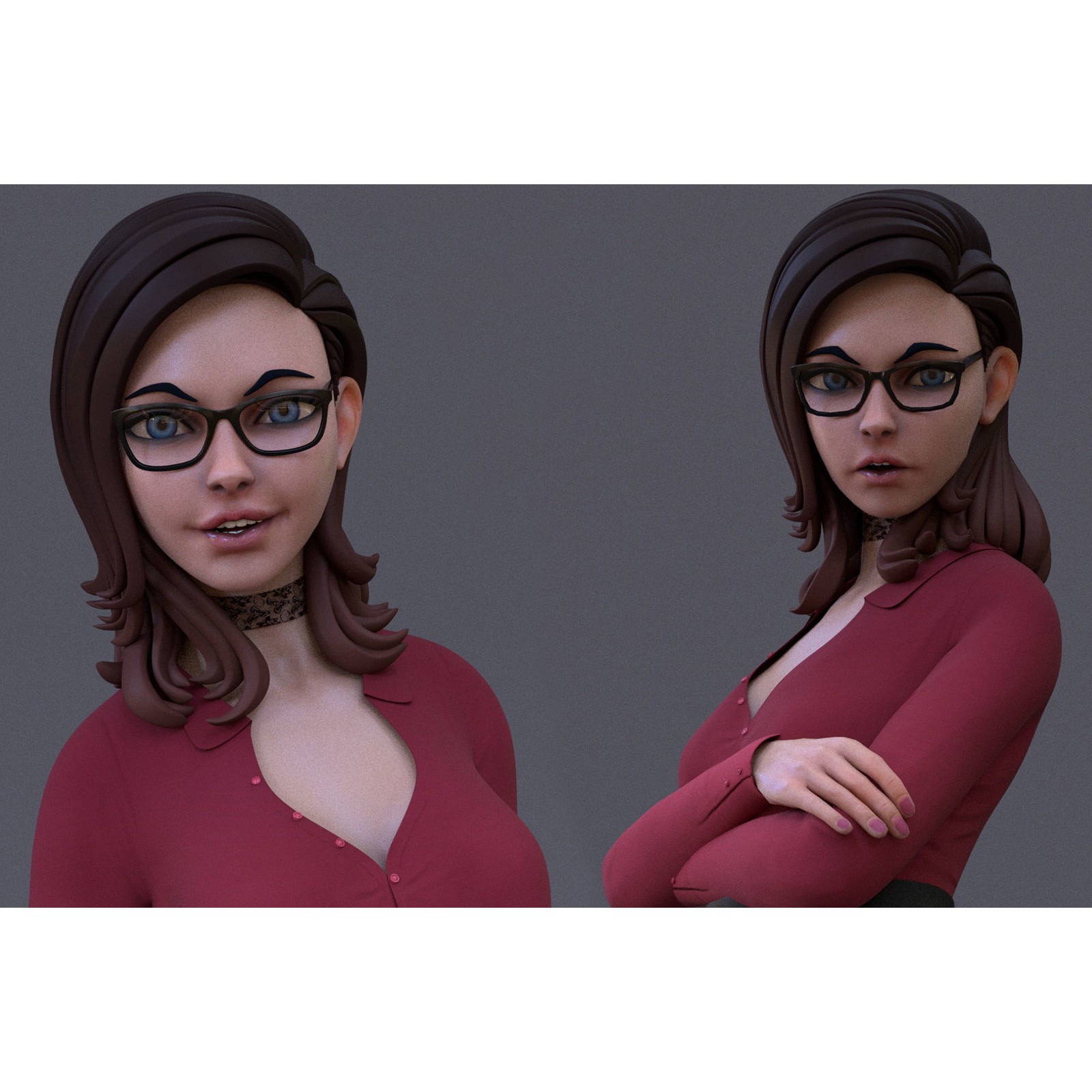 Cartoon Girl Rig - Low-Poly Game-Ready 3D Model - View 6