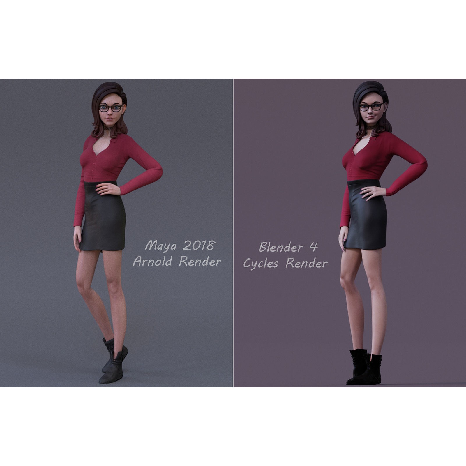 Cartoon Girl Rig - Low-Poly Game-Ready 3D Model - View 8