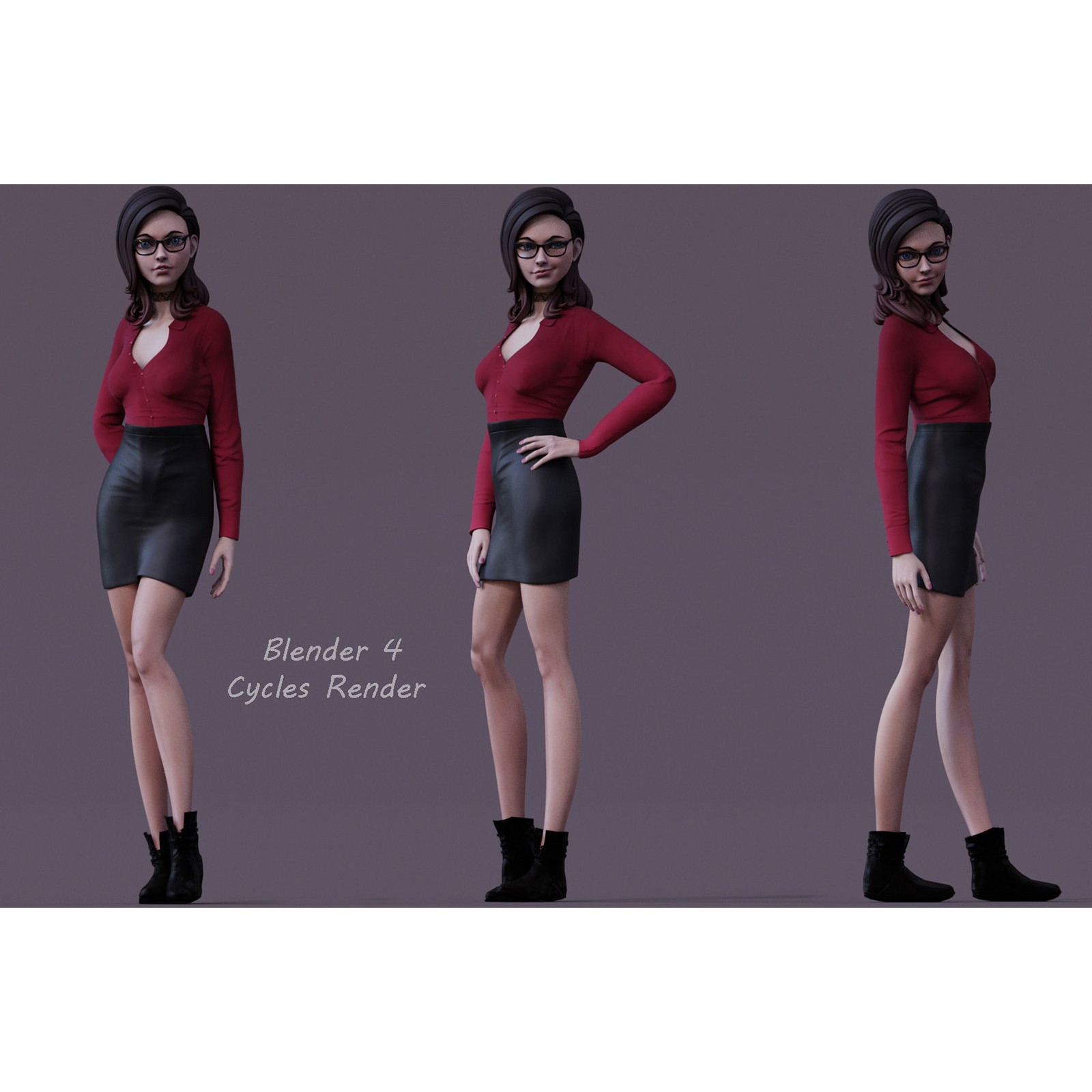 Cartoon Girl Rig - Low-Poly Game-Ready 3D Model - View 9