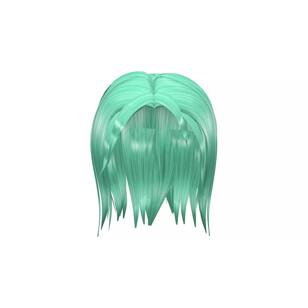 Female Teenager 3D Model – Low Poly Character with Green Hair, FBX - View 2
