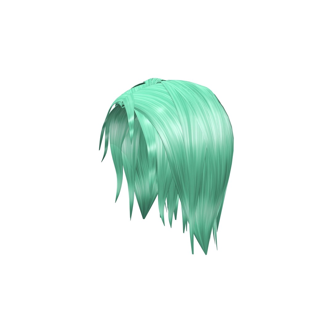 Female Teenager 3D Model – Low Poly Character with Green Hair, FBX - View 3