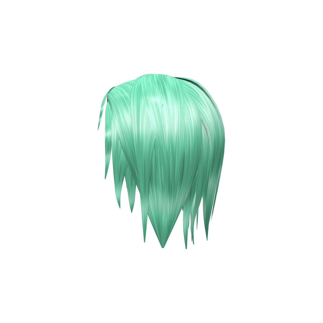 Female Teenager 3D Model – Low Poly Character with Green Hair, FBX - View 4