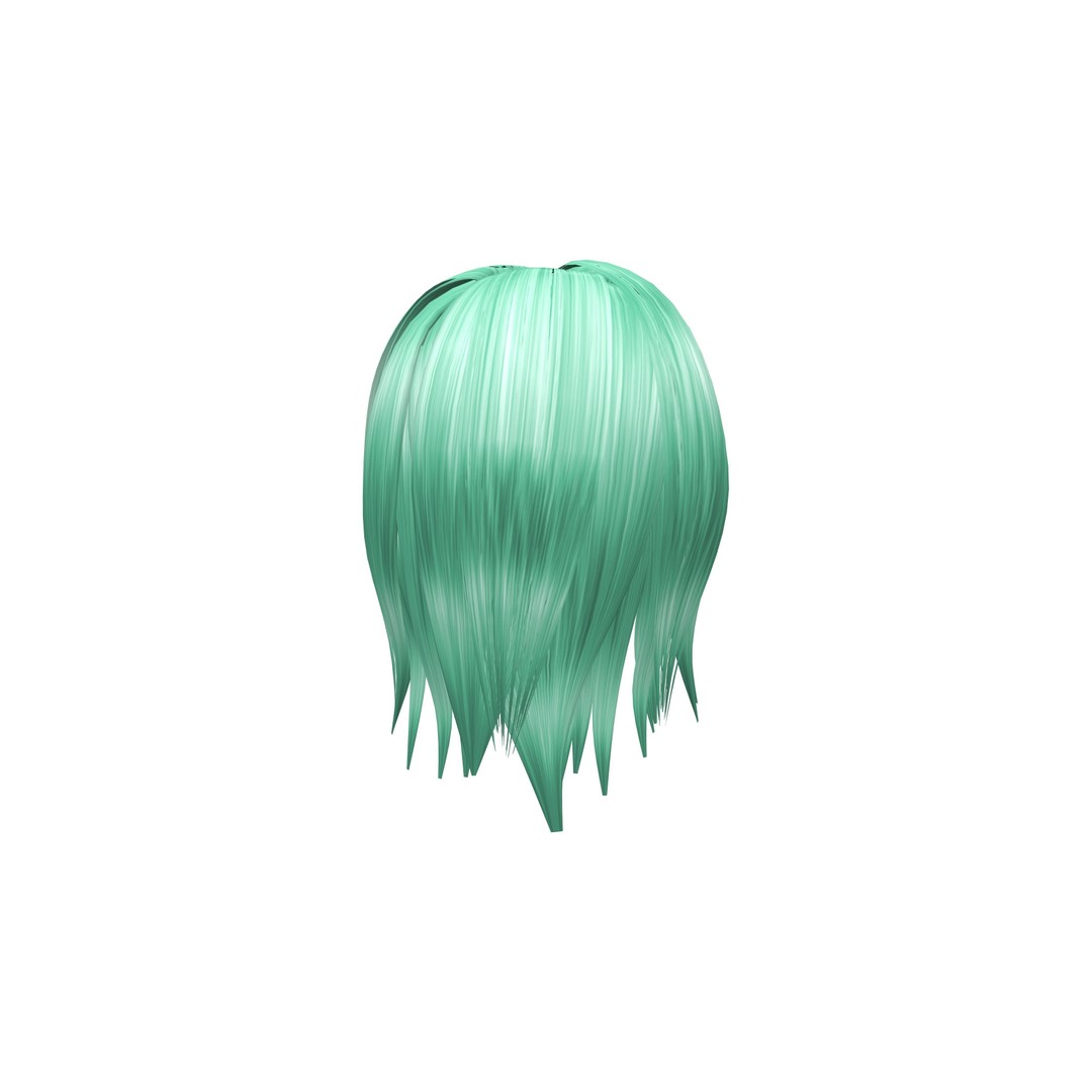 Female Teenager 3D Model – Low Poly Character with Green Hair, FBX - View 5