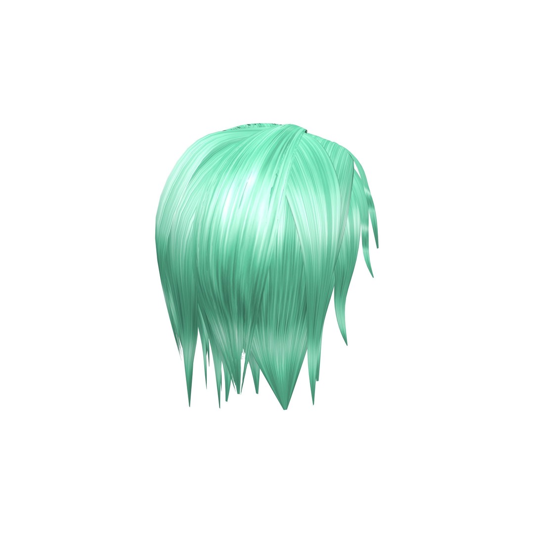 Female Teenager 3D Model – Low Poly Character with Green Hair, FBX - View 6