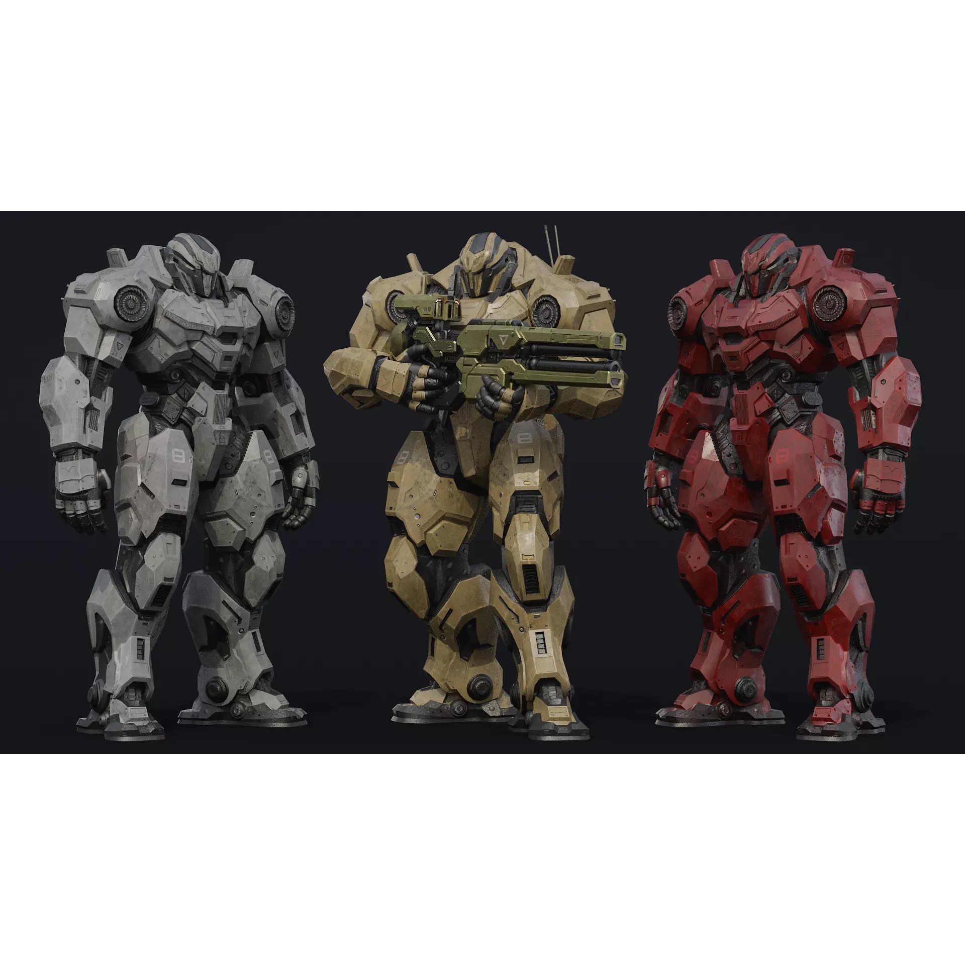 Military Robot - Low-Poly Game-Ready 3D Model - View 2