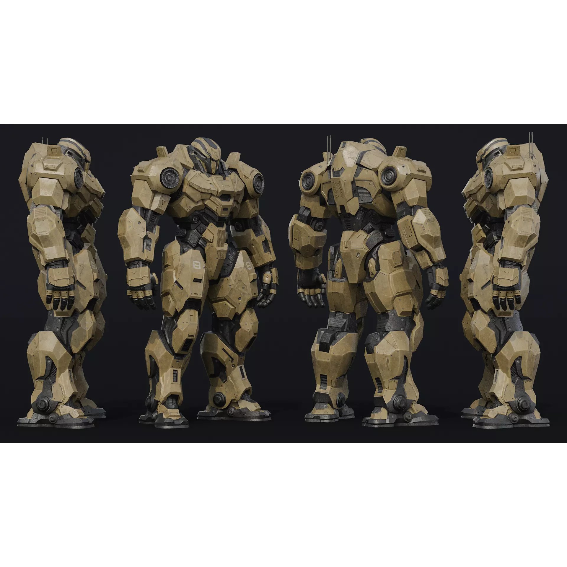 Military Robot - Low-Poly Game-Ready 3D Model - View 3