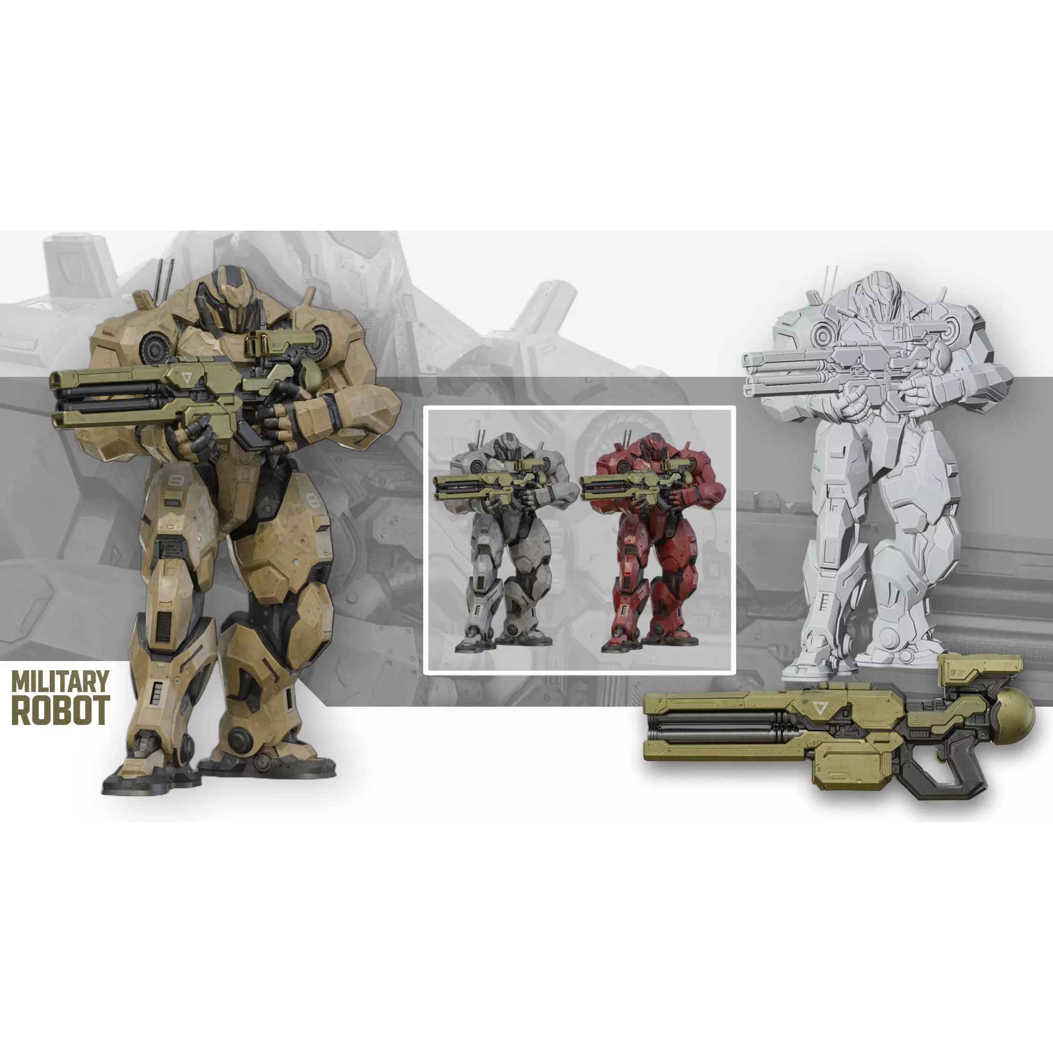 Military Robot - Low-Poly Game-Ready 3D Model - View 4