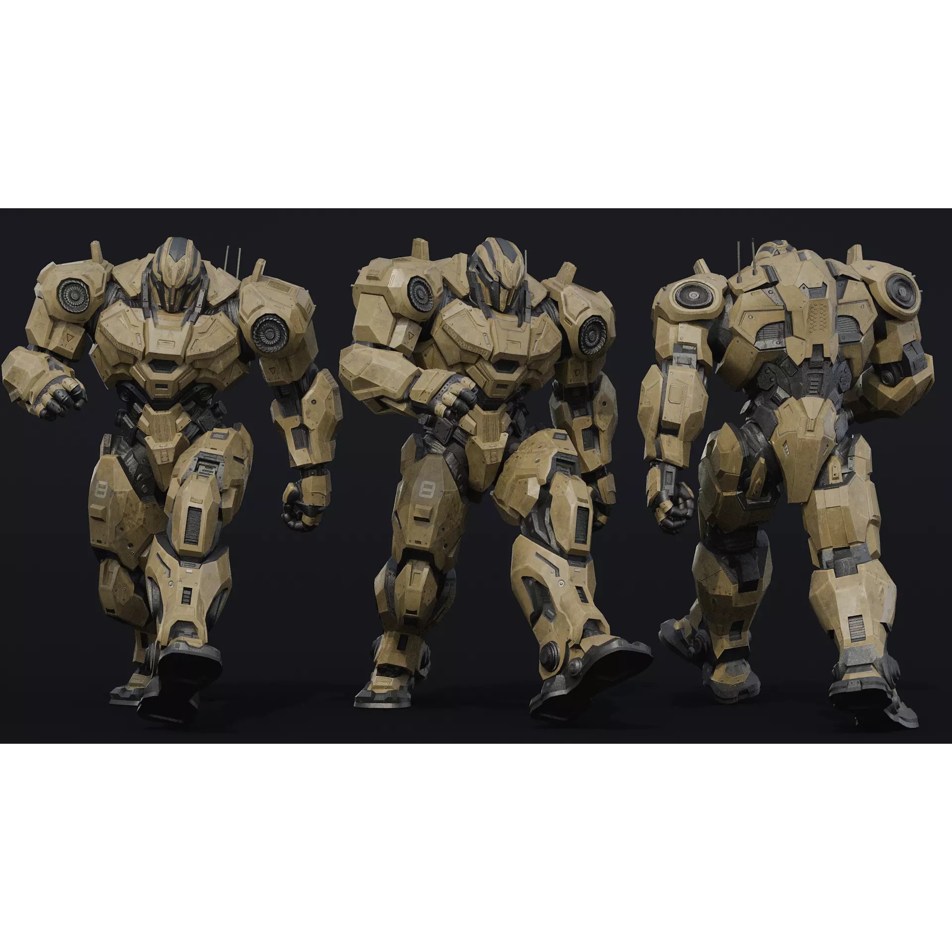 Military Robot - Low-Poly Game-Ready 3D Model - View 6
