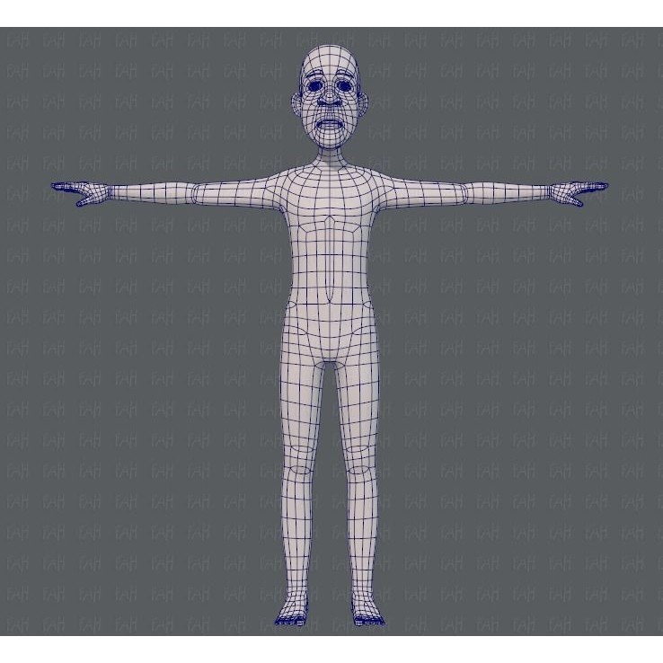 Old Man Character 3D Model – Low Poly Cartoon Base Mesh for Animation - View 12
