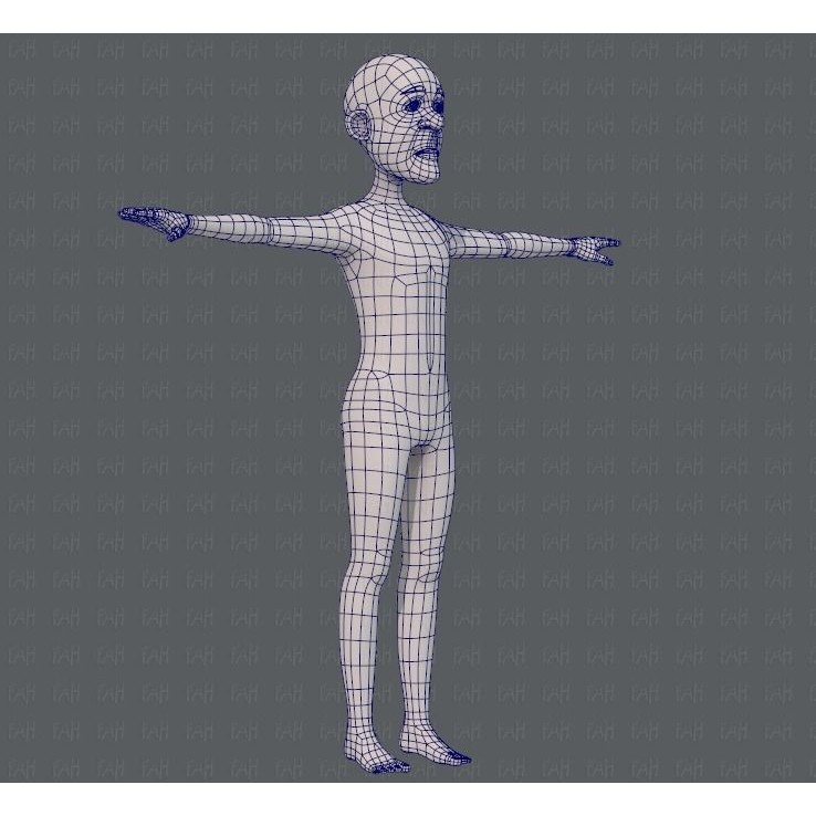 Old Man Character 3D Model – Low Poly Cartoon Base Mesh for Animation - View 13