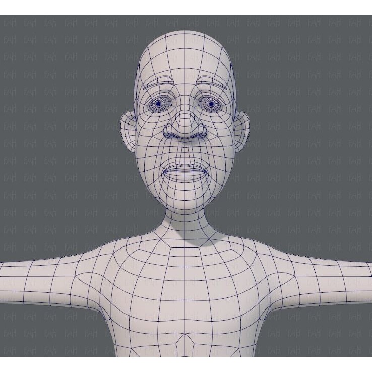 Old Man Character 3D Model – Low Poly Cartoon Base Mesh for Animation - View 28
