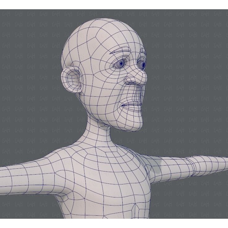 Old Man Character 3D Model – Low Poly Cartoon Base Mesh for Animation - View 29