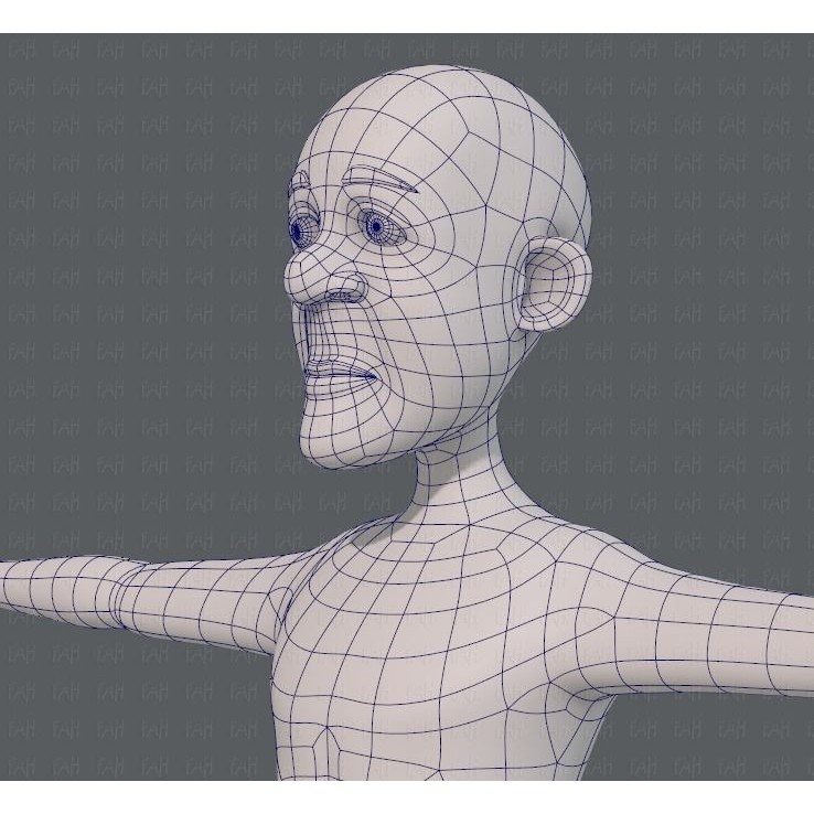Old Man Character 3D Model – Low Poly Cartoon Base Mesh for Animation - View 35