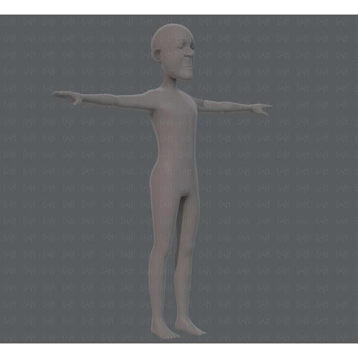 Old Man Character 3D Model – Low Poly Cartoon Base Mesh for Animation - View 5