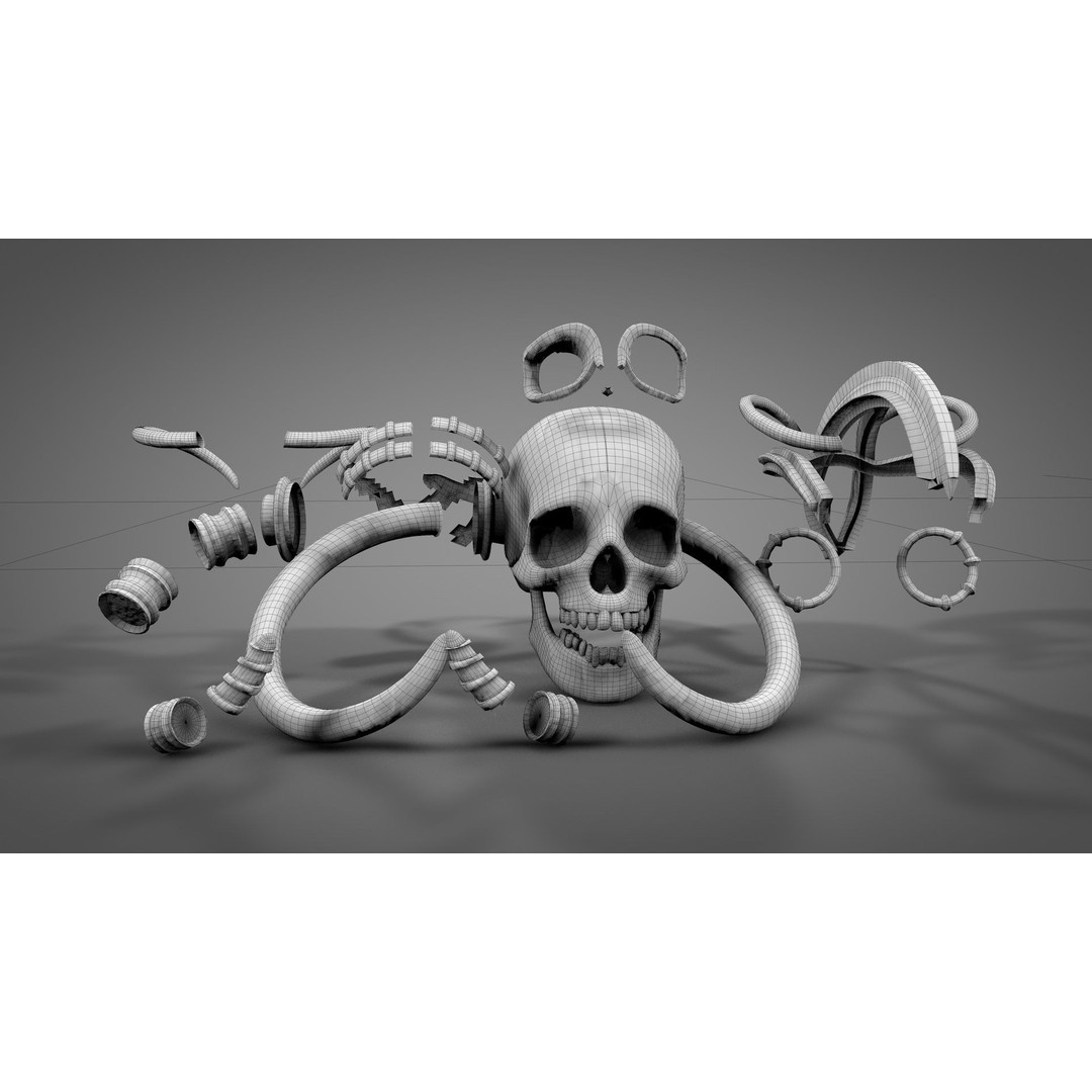 Armored Skull 3D Model – Low Poly Character Asset, FBX, OBJ