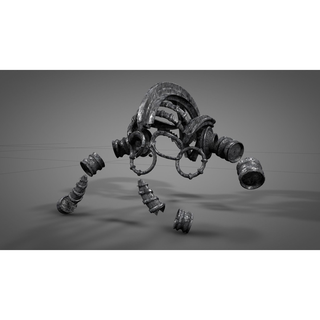 Armored Skull 3D Model – Low Poly Character Asset, FBX, OBJ - View 10