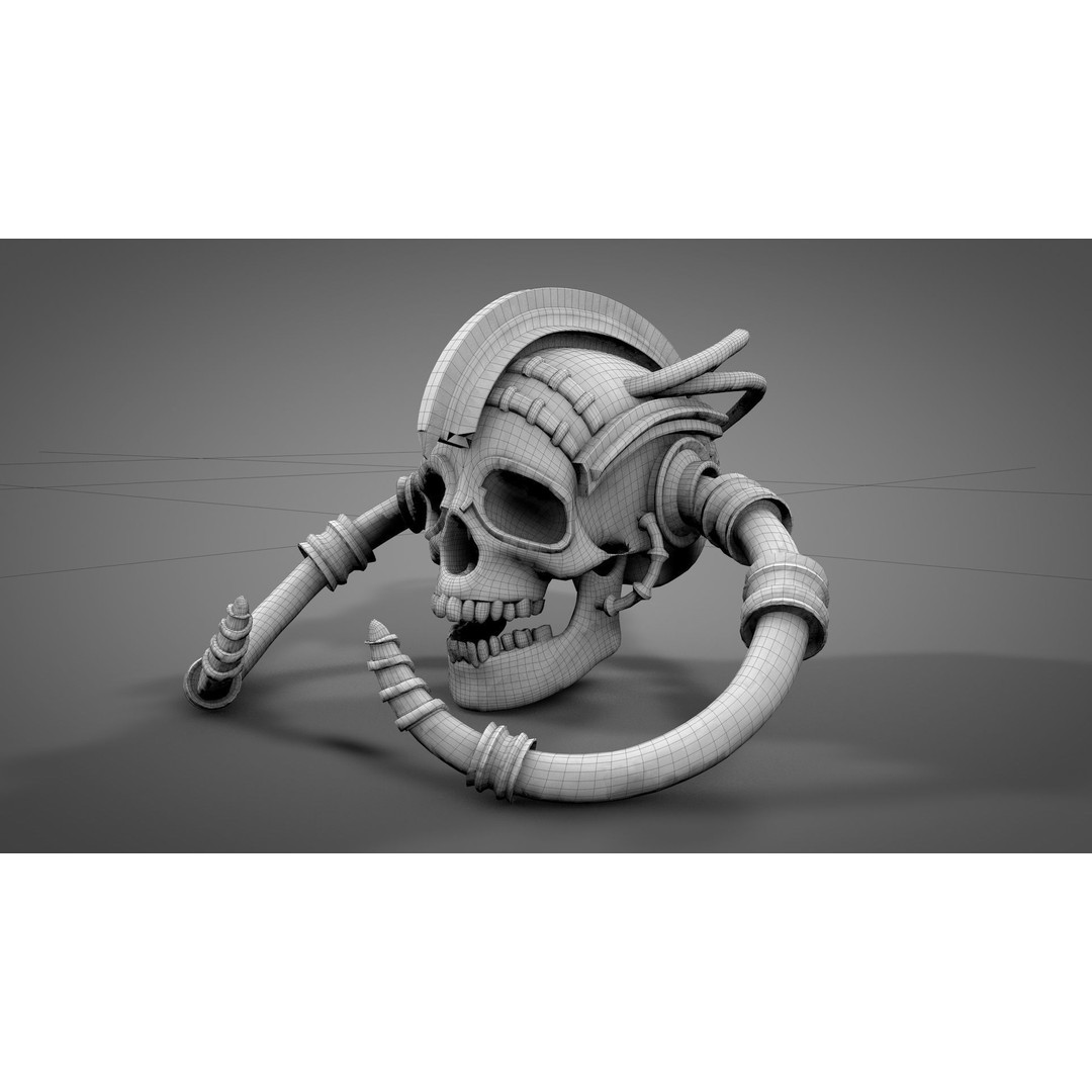 Armored Skull 3D Model – Low Poly Character Asset, FBX, OBJ - View 13