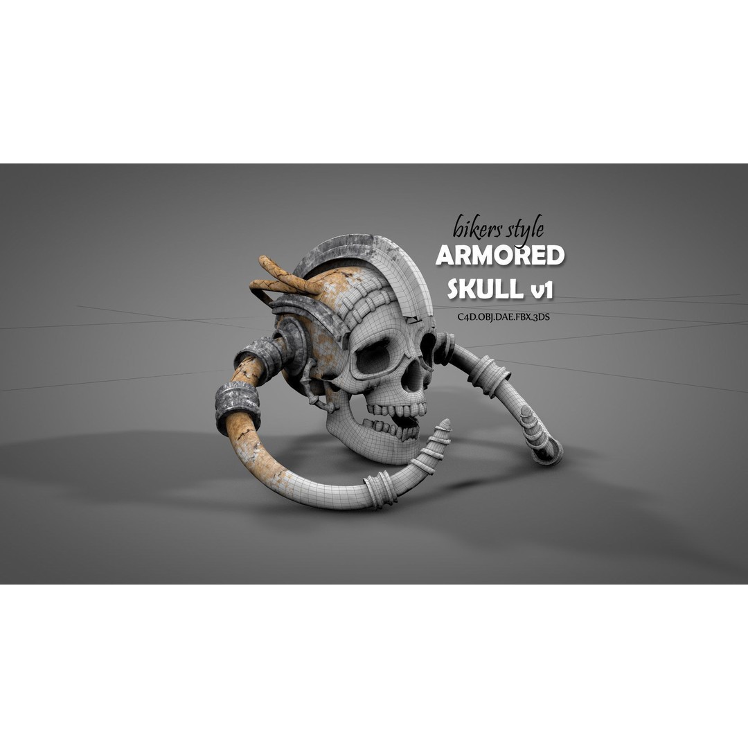 Armored Skull 3D Model – Low Poly Character Asset, FBX, OBJ - View 3