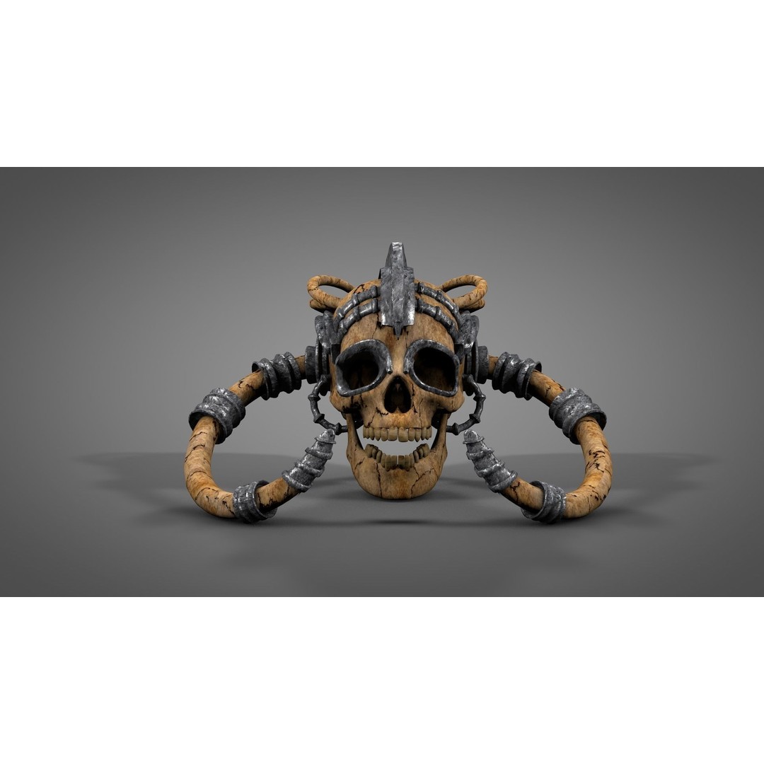 Armored Skull 3D Model – Low Poly Character Asset, FBX, OBJ - View 4