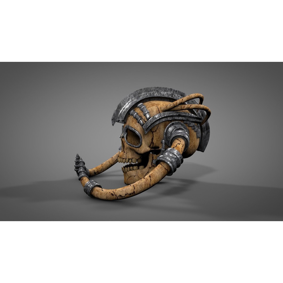 Armored Skull 3D Model – Low Poly Character Asset, FBX, OBJ - View 5