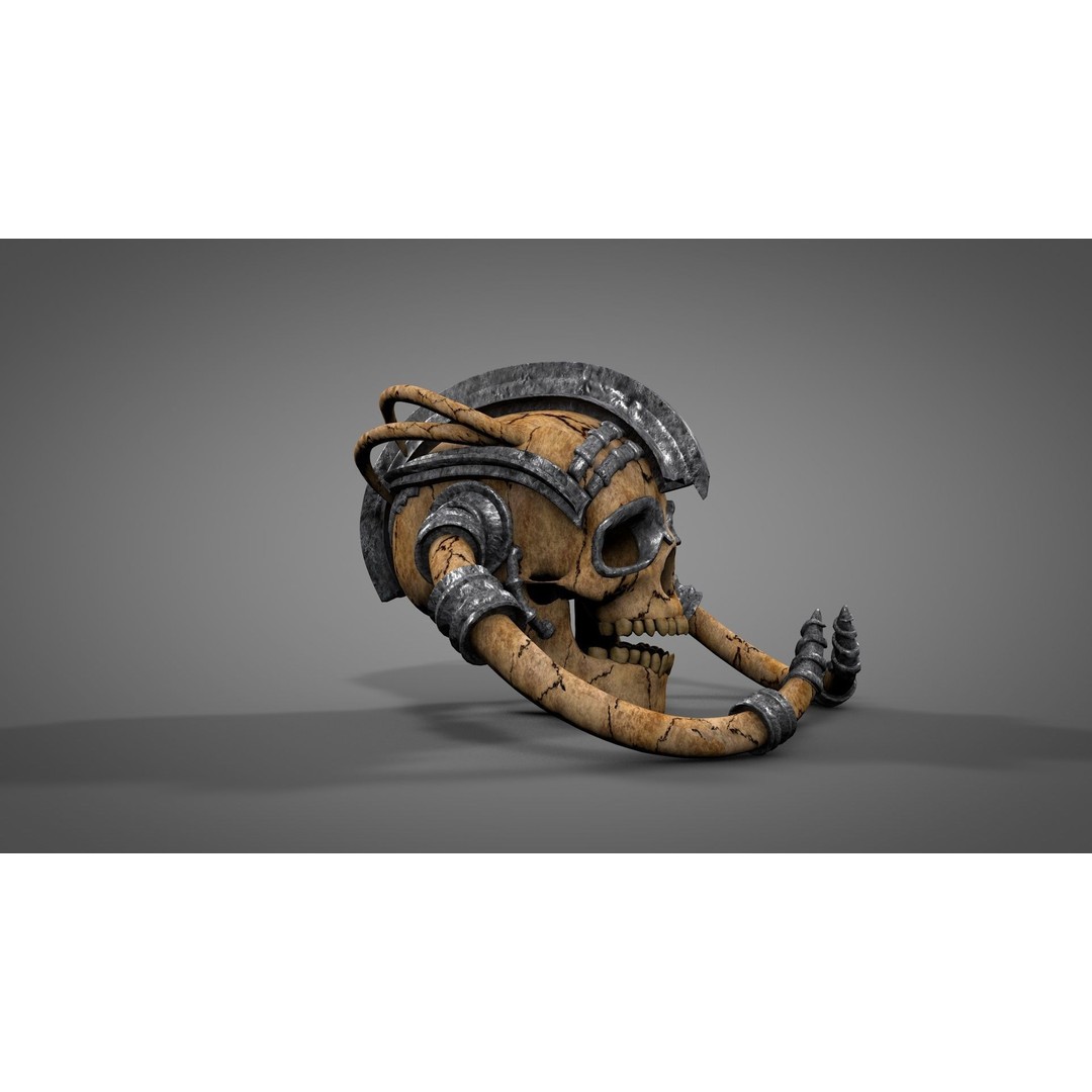Armored Skull 3D Model – Low Poly Character Asset, FBX, OBJ - View 7