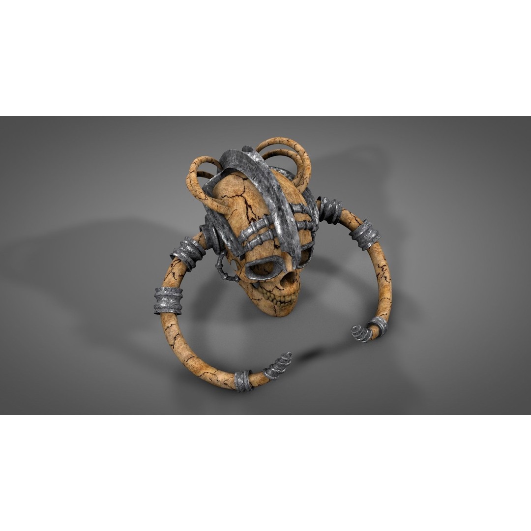 Armored Skull 3D Model – Low Poly Character Asset, FBX, OBJ - View 8