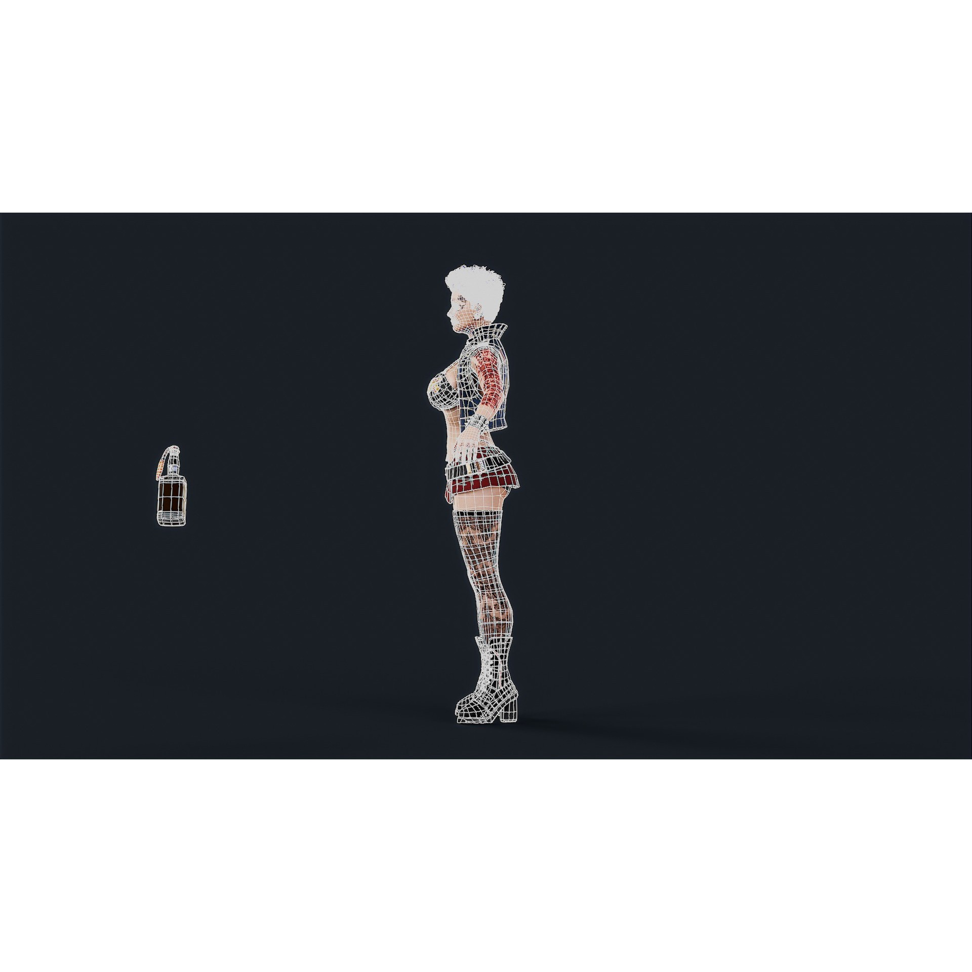 Punk 3 Woman - Low-Poly Game-Ready 3D Model - View 16