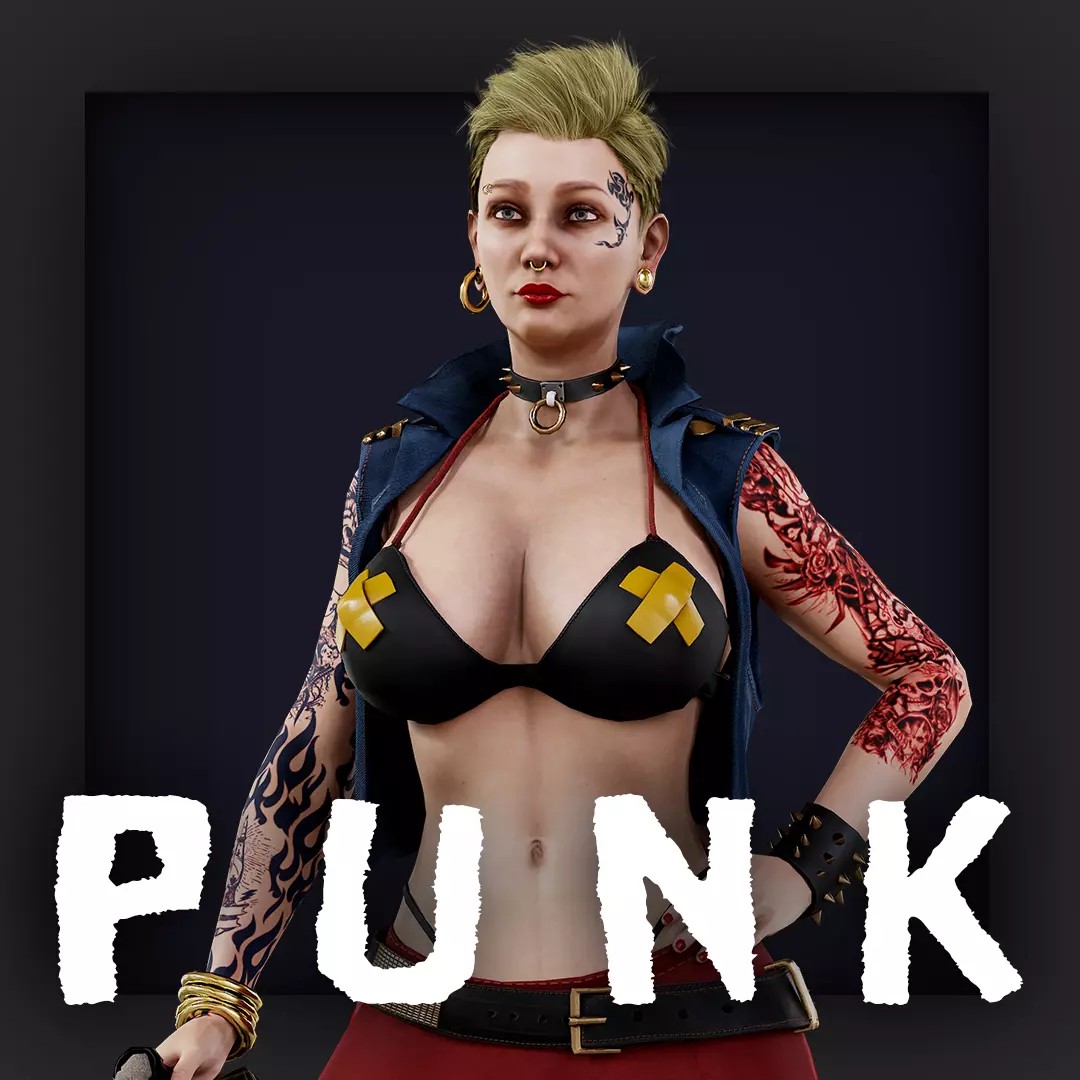 Punk 3 Woman - Low-Poly Game-Ready 3D Model - View 2