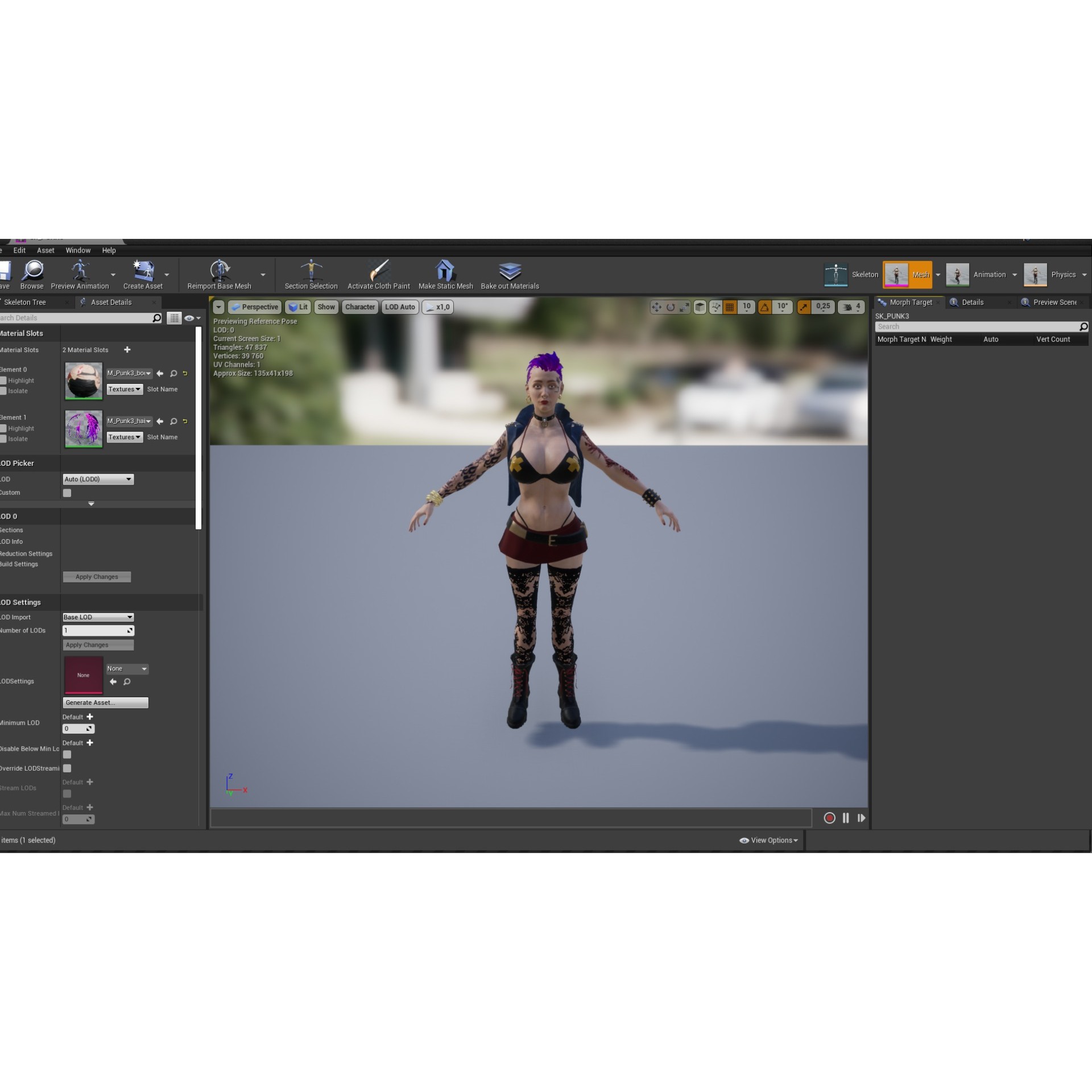 Punk 3 Woman - Low-Poly Game-Ready 3D Model - View 20