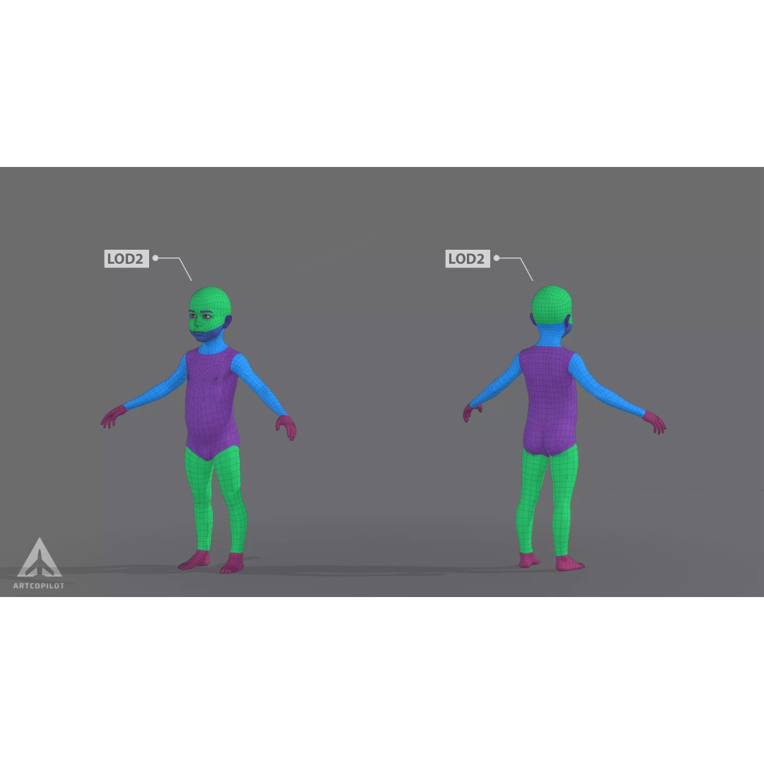 Young Character 3D Model – Semi-Realistic Low Poly Game Asset, FBX - View 11