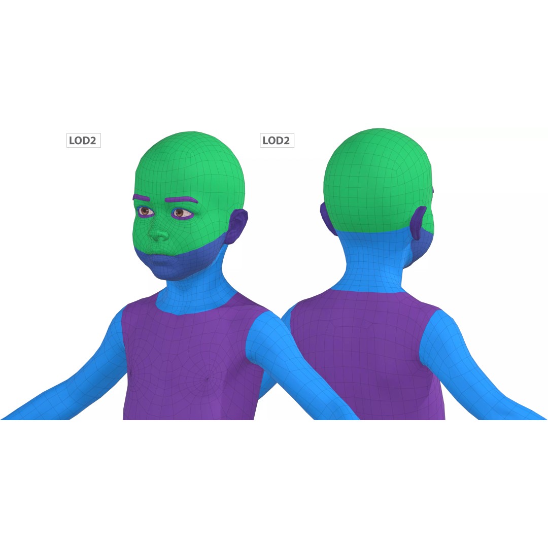 Young Character 3D Model – Semi-Realistic Low Poly Game Asset, FBX - View 12