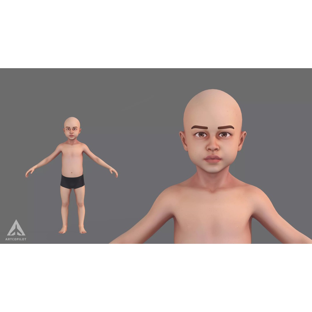 Young Character 3D Model – Semi-Realistic Low Poly Game Asset, FBX - View 2