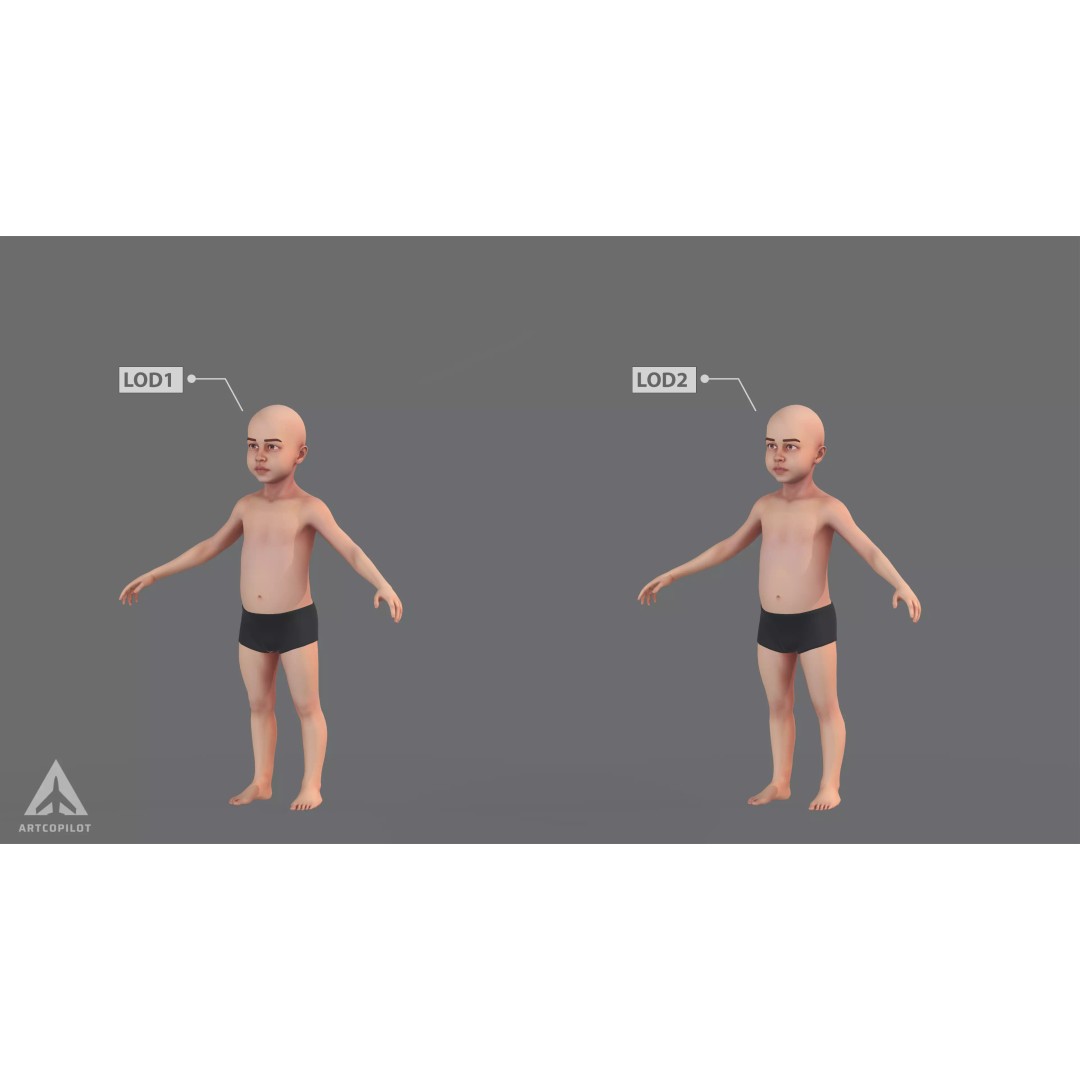 Young Character 3D Model – Semi-Realistic Low Poly Game Asset, FBX - View 3