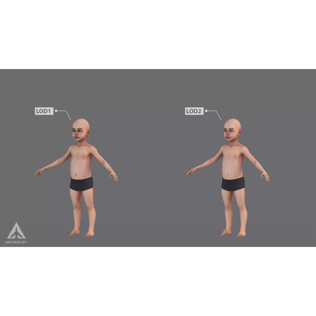 Young Character 3D Model – Semi-Realistic Low Poly Game Asset, FBX - View 4