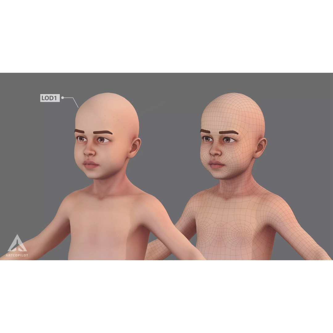 Young Character 3D Model – Semi-Realistic Low Poly Game Asset, FBX - View 7