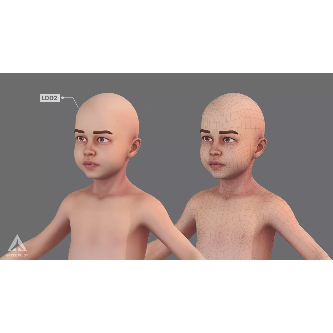 Young Character 3D Model – Semi-Realistic Low Poly Game Asset, FBX - View 8
