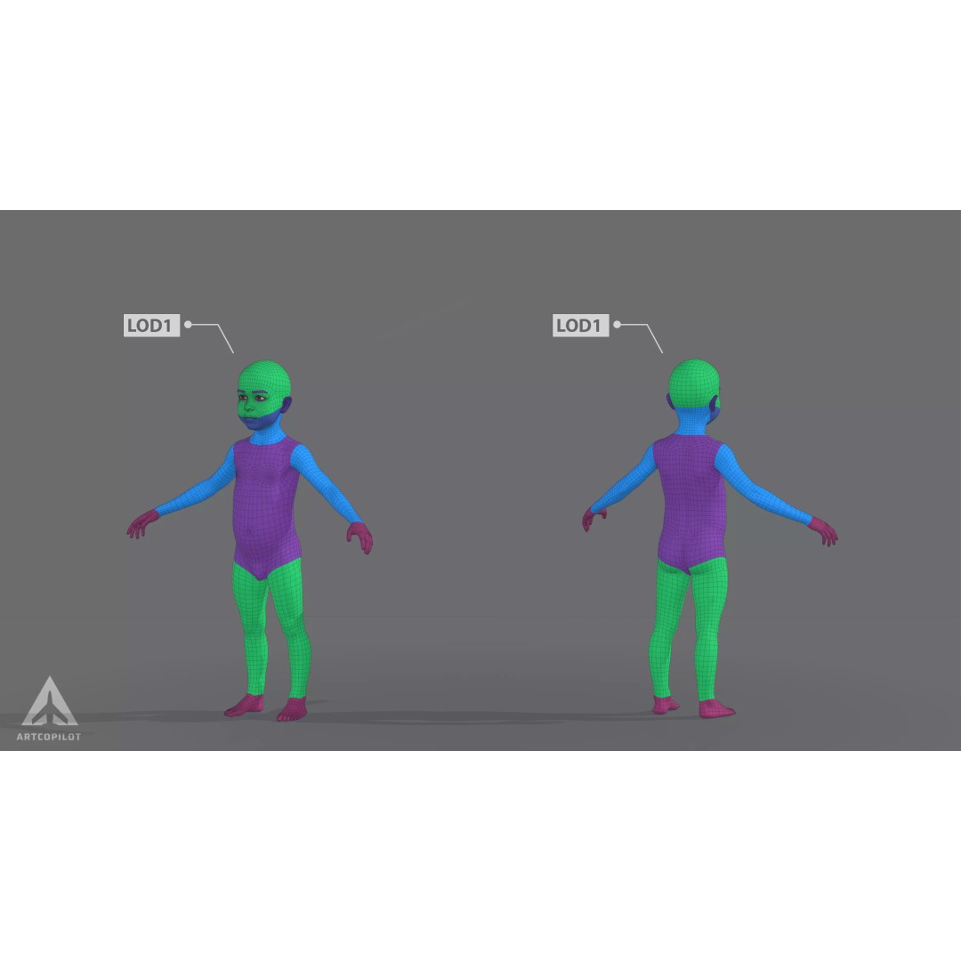 Young Character 3D Model – Semi-Realistic Low Poly Game Asset, FBX - View 9