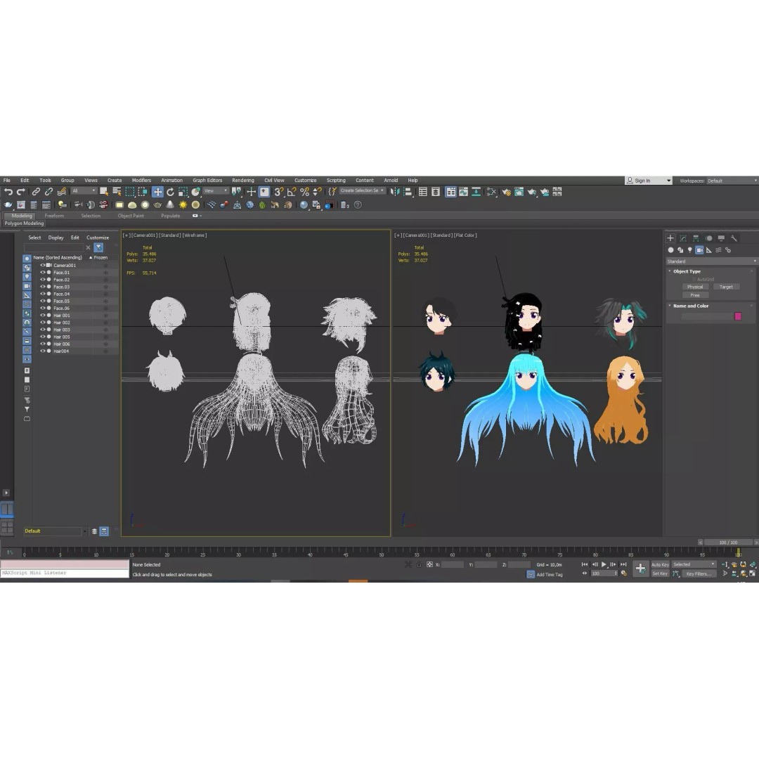Anime Hair 3D Model – Low Poly Character Asset, FBX, Blender - View 11