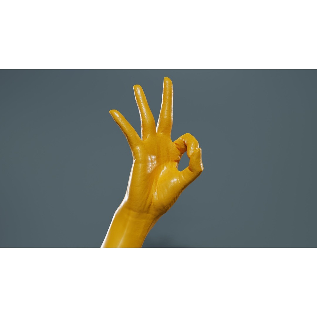 Hand Gesture 3D Model – Low Poly Character with PBR Textures, FBX - View 14